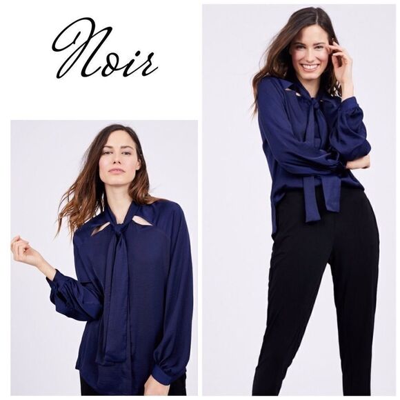 Midnight blue silky blouse. NWOT - Picture 3 of 8